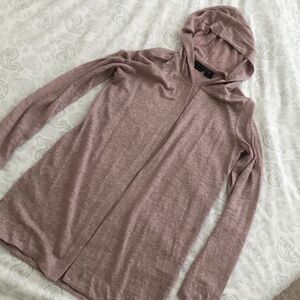 Tahari Linen Open Cardigan Hoodie XS NWOT